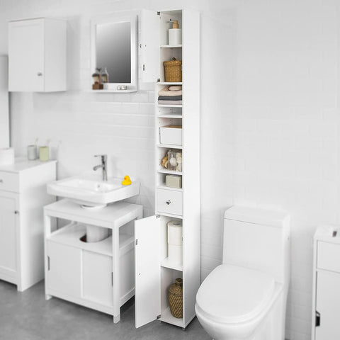 Rootz Bathroom Tall Cabinet - Cupboard - Bathroom Cabinet -Storage Cabinet