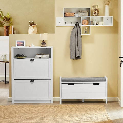 Rootz Shoe Bench Shoe Rack Shoe Cabinet with Seat Cushion-Hallway Living Room Bedroom Bench with Storage Chest