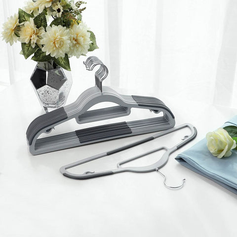 Rootz Hanger - Clothes Hanger - Coat Hanger - Suit Hanger - Plastic Hanger - Slim Hanger - Heavy-duty Hanger - Pant Hanger - Shirt Hanger - Dress Hanger - Grey - 42 x 0.6 x 21.5 cm (L x W x H)