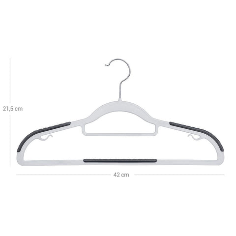 Rootz Hanger - Clothes Hanger - Coat Hanger - Suit Hanger - Plastic Hanger - Slim Hanger - Heavy-duty Hanger - Pant Hanger - Shirt Hanger - Dress Hanger - Grey - 42 x 0.6 x 21.5 cm (L x W x H)