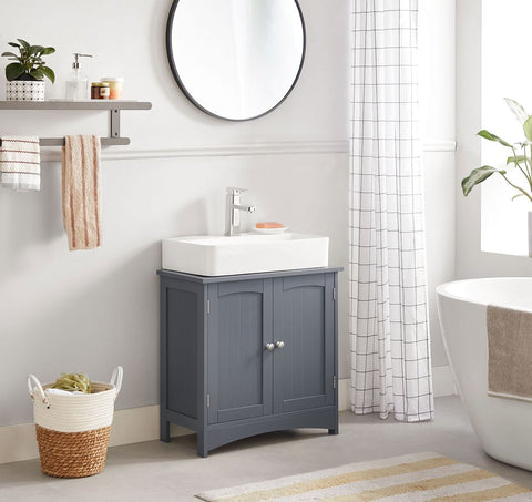Rootz Vanity Unit - 2 Doors Vanity Unit - Bathroom Vanity Unit - Vanity Storage - Bathroom Vanity - Grey - 60 x 30 x 60 cm