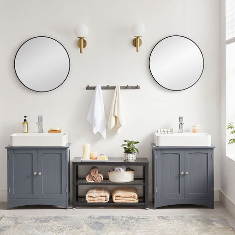 Rootz Vanity Unit - 2 Doors Vanity Unit - Bathroom Vanity Unit - Vanity Storage - Bathroom Vanity - Grey - 60 x 30 x 60 cm