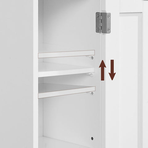 Rootz Bathroom Cabinet - Bathroom Cabinet With 2 Doors - Narrow Bathroom Cabinet - Bathroom Storage Solution - Vanity Cabinet - White - MDF - 18 x 20 x 80 cm (L x W x H)