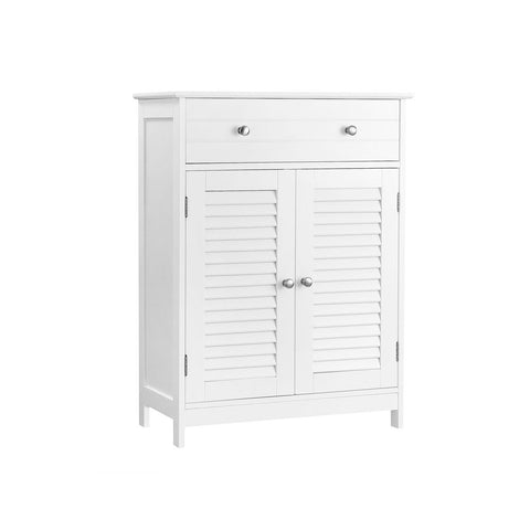 Rootz Bathroom Cabinet - Vanity Unit - Storage Cabinet - Cabinet - Bathroom Cabinet With Louvered Doors - Matte White - 60 x 30 x 80 cm