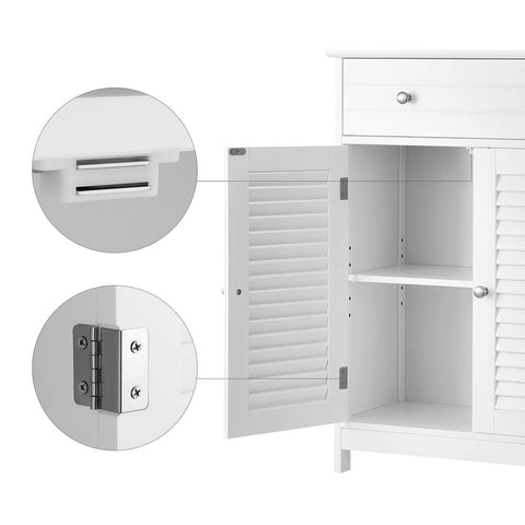 Rootz Bathroom Cabinet - Vanity Unit - Storage Cabinet - Cabinet - Bathroom Cabinet With Louvered Doors - Matte White - 60 x 30 x 80 cm