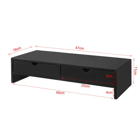 Rootz Monitor Stand Computer Screen-Monitor Stand- Monitor Riser -Desk Organizer with 2 Drawers