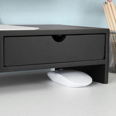 Rootz Monitor Stand Computer Screen-Monitor Stand- Monitor Riser -Desk Organizer with 2 Drawers