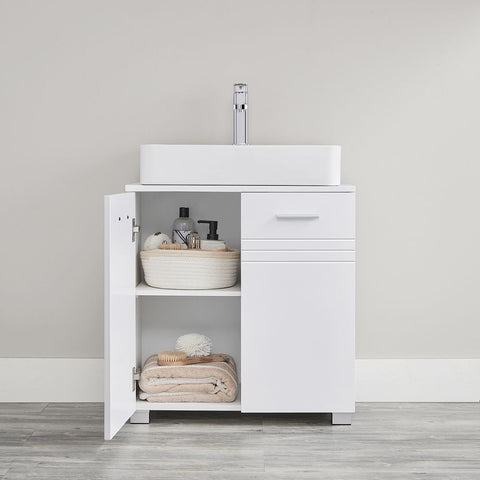 Rootz Vanity Unit - Washbasin Cabinet - Bathroom Cabinet - Storage Cabinet - White - 60 x 30 x 63 cm