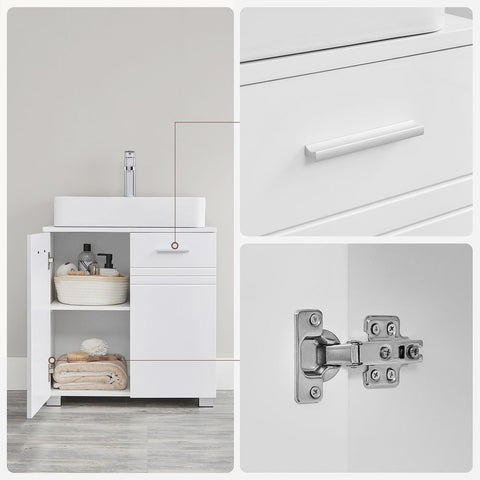 Rootz Vanity Unit - Washbasin Cabinet - Bathroom Cabinet - Storage Cabinet - White - 60 x 30 x 63 cm