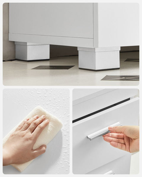 Rootz Vanity Unit - Vanity Unit With Drawers - Bathroom Vanity Unit - Floor Standing Vanity Unit - Modern Vanity Unit - MDF - Metal Handles - White - 30 x 70 x 64 cm (D x W x H)