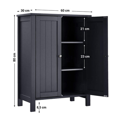Rootz Bathroom Cabinet - Bathroom Cabinet - Vanity Cabinet - Storage Cabinet - Medicine Cabinet - Floor Cabinet - Grey - 60 x 30 x 80 cm