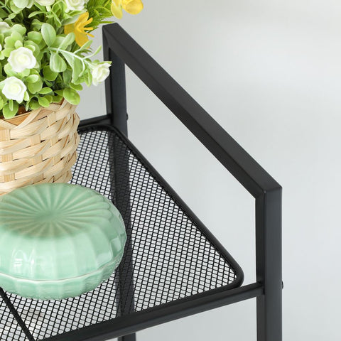 Rootz Metal Shelf - 3 Levels Metal Shelf - Bathroom Shelf - Storage Shelf - Shelving Unit - Open Shelf - Black - 38 x 30 x 72 cm