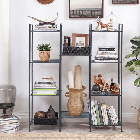 Rootz Metal Shelf - Bathroom Shelf - 5 Levels Metal Shelf - Storage Shelf - Shelving Unit - Open Shelf - Steel - Black - 38 x 30 x 128 cm