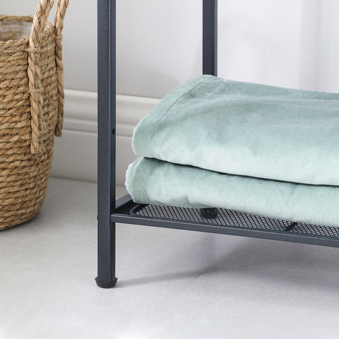 Rootz Metal Shelf - Bathroom Shelf - 5 Levels Metal Shelf - Storage Shelf - Shelving Unit - Open Shelf - Steel - Black - 38 x 30 x 128 cm