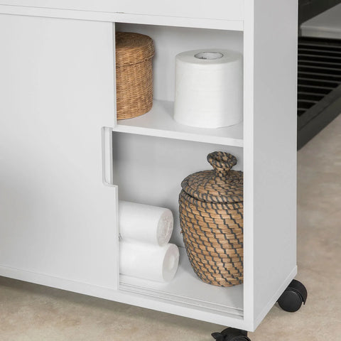 Rootz New Version Bathroom Toilet Paper Roll Holder- Bathroom Storage Cabinet Cupboard on Wheels