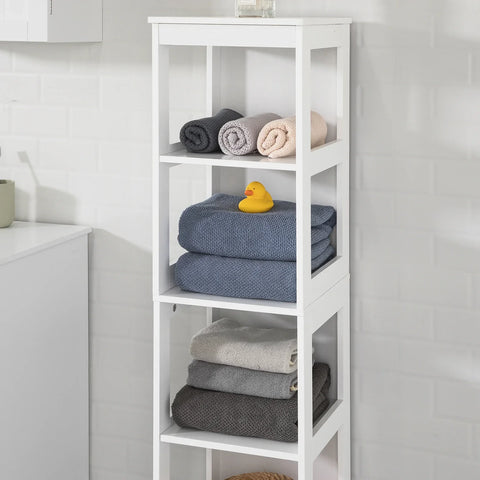 Rootz White 5 Tiers Bathroom Shelf Bathroom Storage Shelf Cabinet Unit- 30x30x139cm