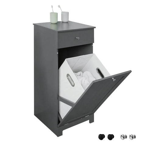 Rootz Bathroom Laundry Basket Laundry- Cabinet Bathroom Storage -Cabinet with Drawer