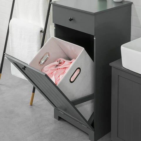 Rootz Bathroom Laundry Basket Laundry- Cabinet Bathroom Storage -Cabinet with Drawer