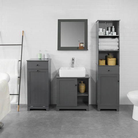 Rootz Bathroom Laundry Basket Laundry- Cabinet Bathroom Storage -Cabinet with Drawer