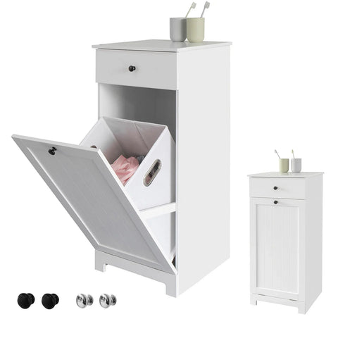 Rootz Bathroom Laundry Basket - Laundry Cabinet - Bathroom Storage Cabinet with Drawer