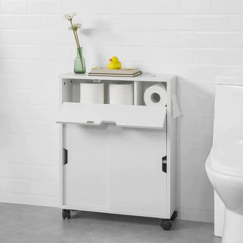 Rootz Bathroom Cabinet Storage Shelf on Wheels- Bathroom Toilet Paper Storage Cabinet