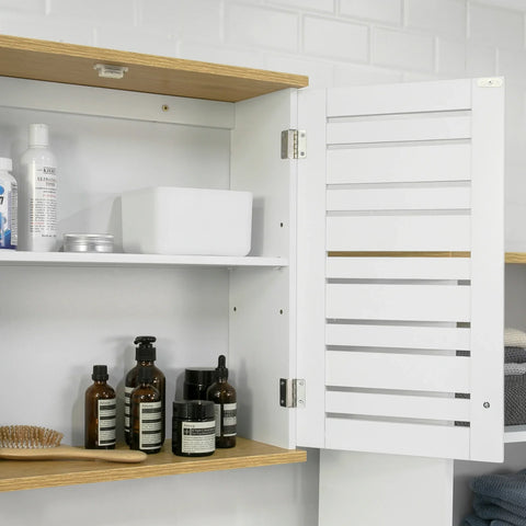 Rootz Bathroom Wall Cabinet - Wall Mounted Storage - Cabinet Cupboard with 2 Doors- W60 x D19 x H56cm
