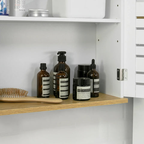 Rootz Bathroom Wall Cabinet - Wall Mounted Storage - Cabinet Cupboard with 2 Doors- W60 x D19 x H56cm