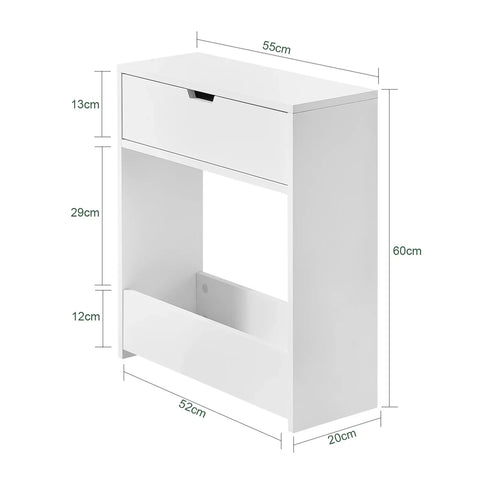 Rootz Bathroom Toilet Paper Roll Holde-Bathroom Shelf Narrow Shelf Storage Cabinet- W55 x D20 x H60cm