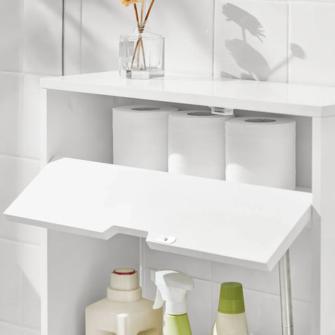 Rootz Bathroom Toilet Paper Roll Holde-Bathroom Shelf Narrow Shelf Storage Cabinet- W55 x D20 x H60cm