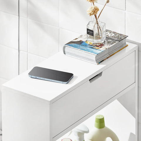Rootz Bathroom Toilet Paper Roll Holde-Bathroom Shelf Narrow Shelf Storage Cabinet- W55 x D20 x H60cm