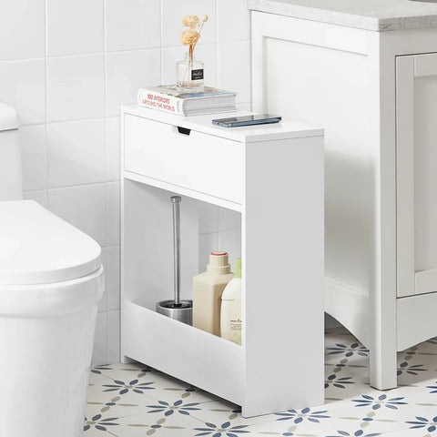 Rootz Bathroom Toilet Paper Roll Holde-Bathroom Shelf Narrow Shelf Storage Cabinet- W55 x D20 x H60cm
