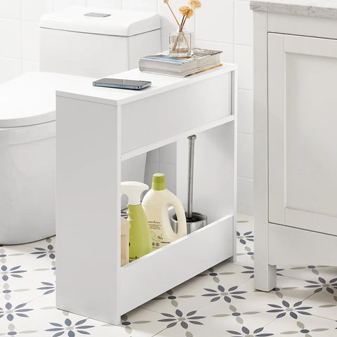 Rootz Bathroom Toilet Paper Roll Holde-Bathroom Shelf Narrow Shelf Storage Cabinet- W55 x D20 x H60cm