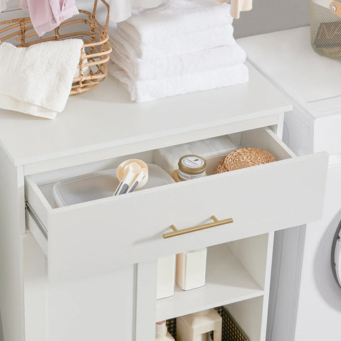 Rootz Laundry Basket Laundry Cabinet- Bathroom Cabinet -Storage Cabinet with Drawer and Storage Compartments