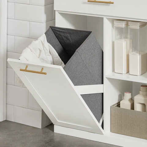 Rootz Laundry Basket Laundry Cabinet- Bathroom Cabinet -Storage Cabinet with Drawer and Storage Compartments