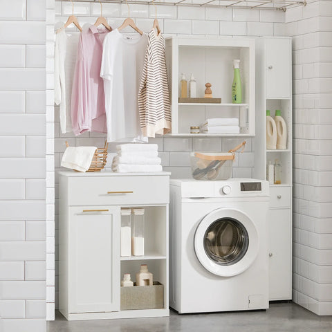 Rootz Laundry Basket Laundry Cabinet- Bathroom Cabinet -Storage Cabinet with Drawer and Storage Compartments