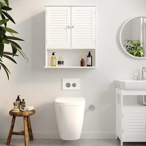 Rootz Wall Cabinet - Kitchen Wall Cabinet - Bathroom Wall Cabinet - Wall-Mounted Cabinet - Storage Wall Cabinet - Wall Cabinet With Doors - White - 60 x 20 x 70 cm
