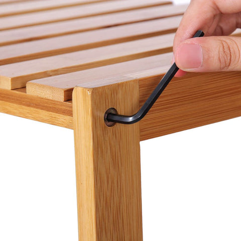 Rootz Bathroom Shelf - 5 Shelves Bathroom Shelf - Bamboo Bathroom Shelf - Corner Bathroom Shelf - Open Bathroom Shelf - Bathroom Storage Shelf - Bathroom Shelf Organizer - Natural - 60 x 130 x 26 cm (W x H x D)