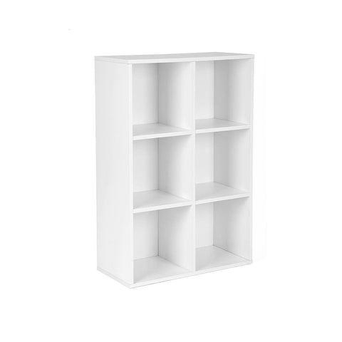 Rootz Bookcase - 6 Compartments Bookcase - Tall Bookcase - Open Bookcase - Bookcase With Shelves - Corner Bookcase - Chipboard (PB)/Melamine Coating - White - 65.5 x 97.5 x 30.5 cm (W x H x D)