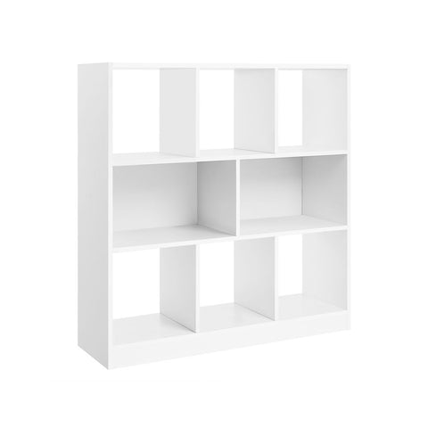 Rootz Bookcase - Bookshelf - 8 Compartments Bookcase - Modern Bookcase - Shelving Unit - Open Bookcase - Tall Bookcase - Corner Bookcase - Bookcase Organizer - White - 97.5 x 100 x 30 cm