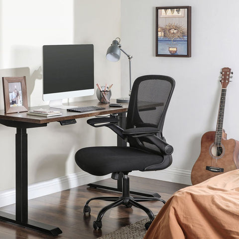 Rootz Office Chair - Office Chair With Fold-up Armrests - Ergonomic Office Chair - Mesh Office Chair - Task Office Chair - Swivel Office Chair - Computer Chair - Modern Office Chair - Plastic - Foam - Nylon - Black - 66 x 60 x (99-107) cm (L x W x H)