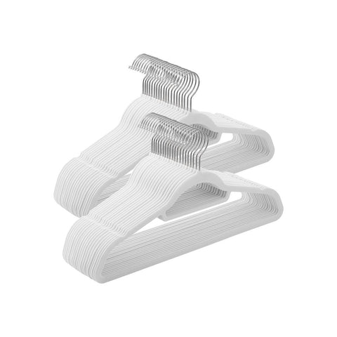 Rootz Hanger - Velvet Hanger - Clothes Hanger - Set Of 50 Hangers - Coat Hanger - Garment Hanger - Clothing Hanger - Plastic Hanger - White - 45 x 0.6 x 23.5 cm
