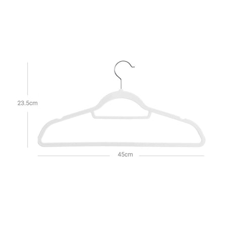 Rootz Hanger - Velvet Hanger - Clothes Hanger - Set Of 50 Hangers - Coat Hanger - Garment Hanger - Clothing Hanger - Plastic Hanger - White - 45 x 0.6 x 23.5 cm