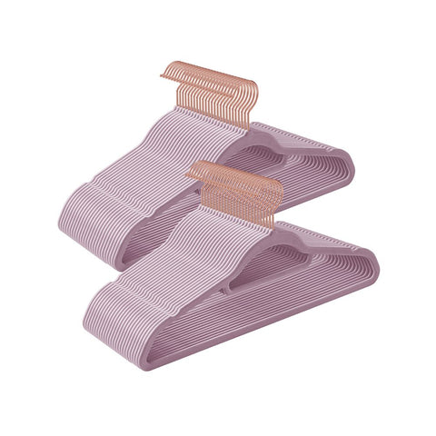 Rootz Hangers - Velvet Hangers - Set Of 50 Velvet Hangers - Velvet Clothes Hanger - Premium Quality Hanger - Stylish Velvet Hanger - Soft Purple - 43.5 x 0.6 x 22.5 cm