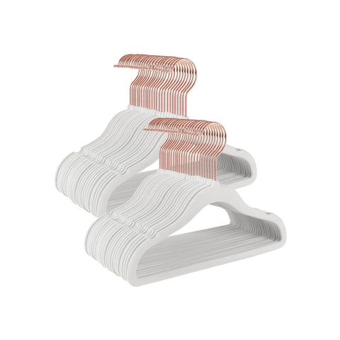 Rootz Hangers - Velvet Hangers With Hooks - Clothes Hangers - Coat Hangers - Plastic Hangers - Non-slip Hangers - Space-saving Hangers - Metal With PVC Coating - ABS Plastic - Velvet - Metal Hook - Rose Gold - 30 x 0.5 x 20.5 cm (L x W x H)