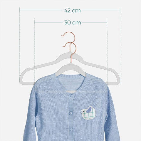 Rootz Hangers - Velvet Hangers With Hooks - Clothes Hangers - Coat Hangers - Plastic Hangers - Non-slip Hangers - Space-saving Hangers - Metal With PVC Coating - ABS Plastic - Velvet - Metal Hook - Rose Gold - 30 x 0.5 x 20.5 cm (L x W x H)