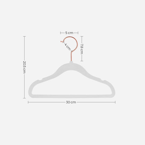 Rootz Hangers - Velvet Hangers With Hooks - Clothes Hangers - Coat Hangers - Plastic Hangers - Non-slip Hangers - Space-saving Hangers - Metal With PVC Coating - ABS Plastic - Velvet - Metal Hook - Rose Gold - 30 x 0.5 x 20.5 cm (L x W x H)