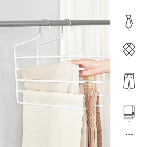 Rootz Multiple Trouser Hangers - Set Of 4 Multiple Trouser Hangers - Hanger - Clothes Hanger - Coat Hanger - Metal With PVC Coating - 32 x 0.5 x 35 cm