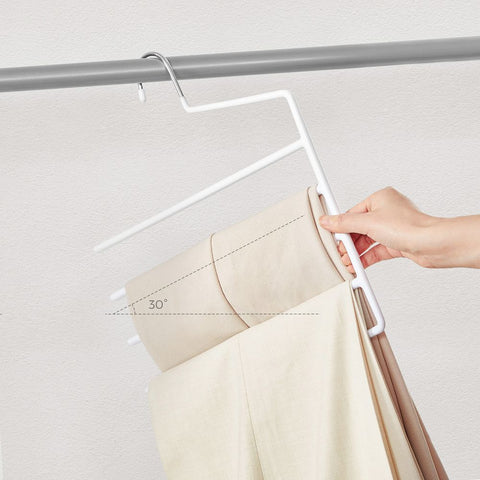Rootz Multiple Trouser Hangers - Set Of 4 Multiple Trouser Hangers - Hanger - Clothes Hanger - Coat Hanger - Metal With PVC Coating - 32 x 0.5 x 35 cm