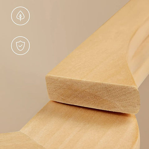 Rootz Hanger - Clothes Hanger - Set Of 10 Hanger - Coat Hanger - Garment Hanger - Clothing Hanger - Wooden Hangers - Maple Wood - Natural - 44.5 x 23 x 1.2 cm (W x H x D)