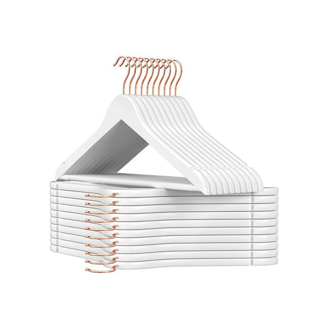 Rootz Hangers - Clothes Hangers - Set Of 20 Hangers - Coat Hangers - Garment Hangers - Clothing Hangers - Wood Hangers - White - 44.5 x 1.2 x 23 cm